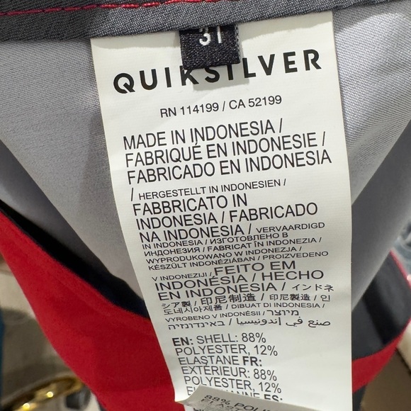 NWT Quiksilver Highline Surf Silk Airbrush Red White Blue Board Shorts Men's 31 - Picture 14 of 15